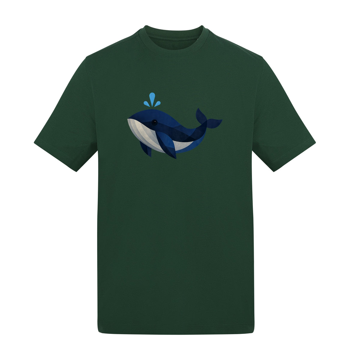 Whale in Blue Adult Unisex T-shirt - Prism Kingdom Range Bottle Green colour variant image
