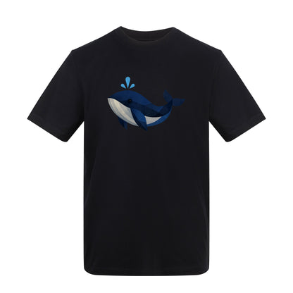 Whale in Blue Adult Unisex T-shirt - Prism Kingdom Range Deep Black colour variant image