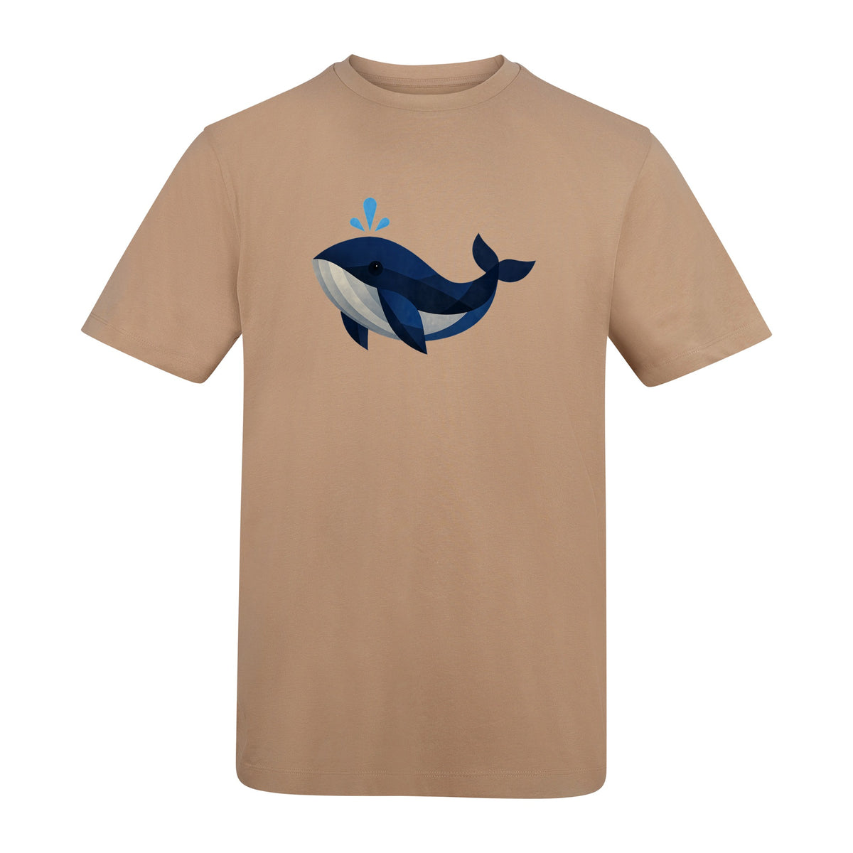 Whale in Blue Adult Unisex T-shirt - Prism Kingdom Range Desert Sand colour variant image