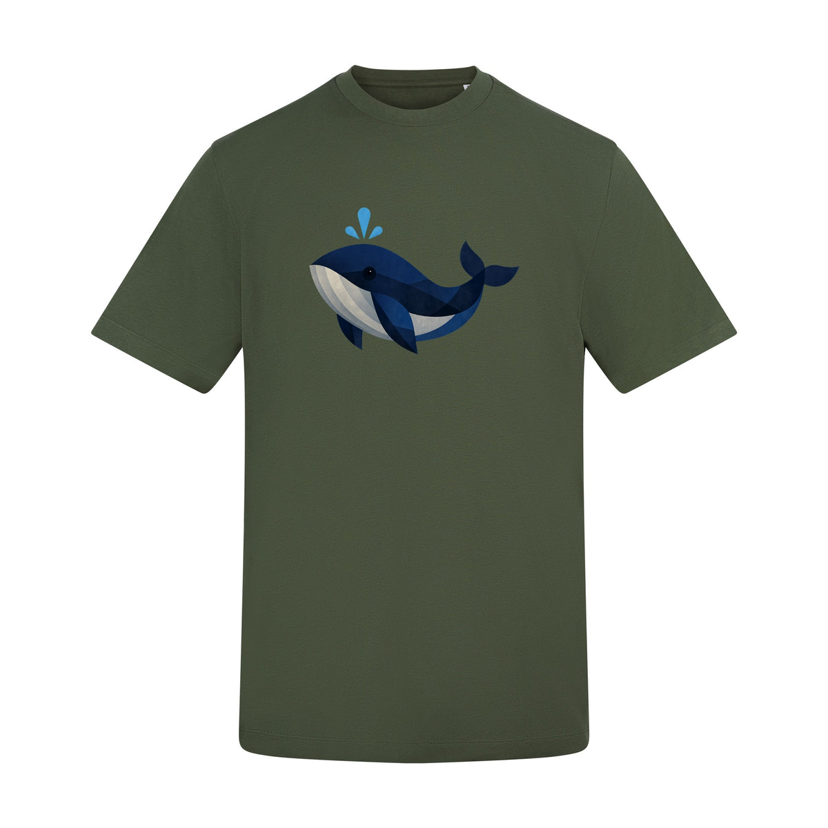 Whale in Blue Adult Unisex T-shirt - Prism Kingdom Range Earthy Green colour variant image