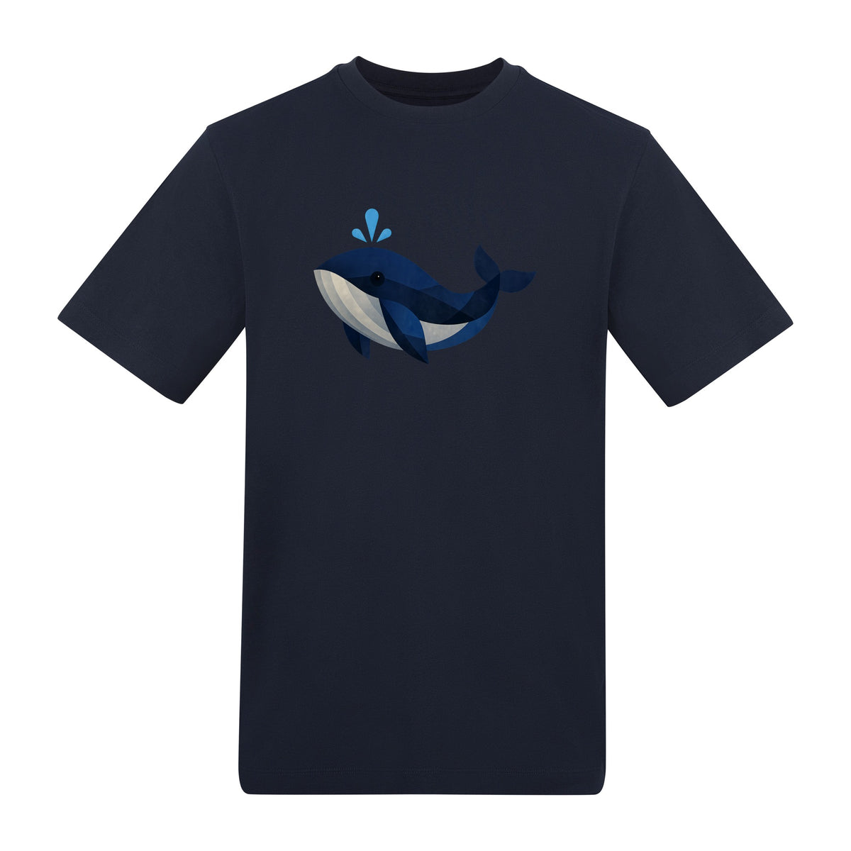 Whale in Blue Adult Unisex T-shirt - Prism Kingdom Range French Navy colour variant image