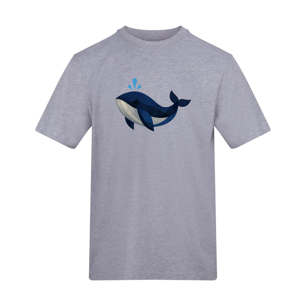 Whale in Blue Adult Unisex T-shirt - Prism Kingdom Range Heather Grey colour variant image