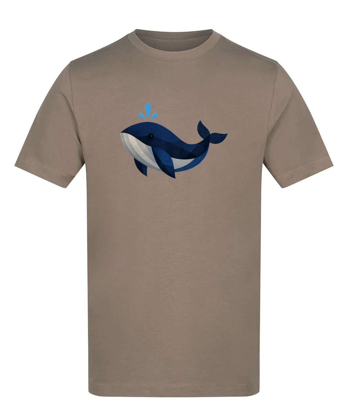 Whale in Blue Adult Unisex T-shirt - Prism Kingdom Range Mocha Brown colour variant image