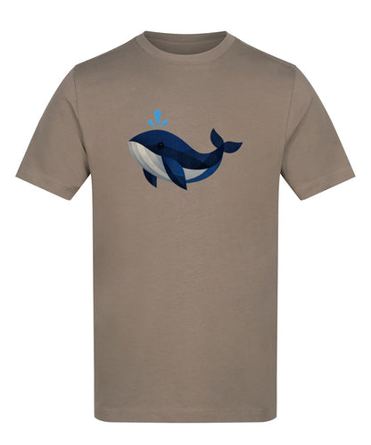Whale in Blue Adult Unisex T-shirt - Prism Kingdom Range Mocha Brown colour variant image