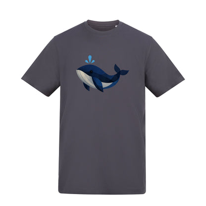 Whale in Blue Adult Unisex T-shirt - Prism Kingdom Range Solid Charcoal colour variant image