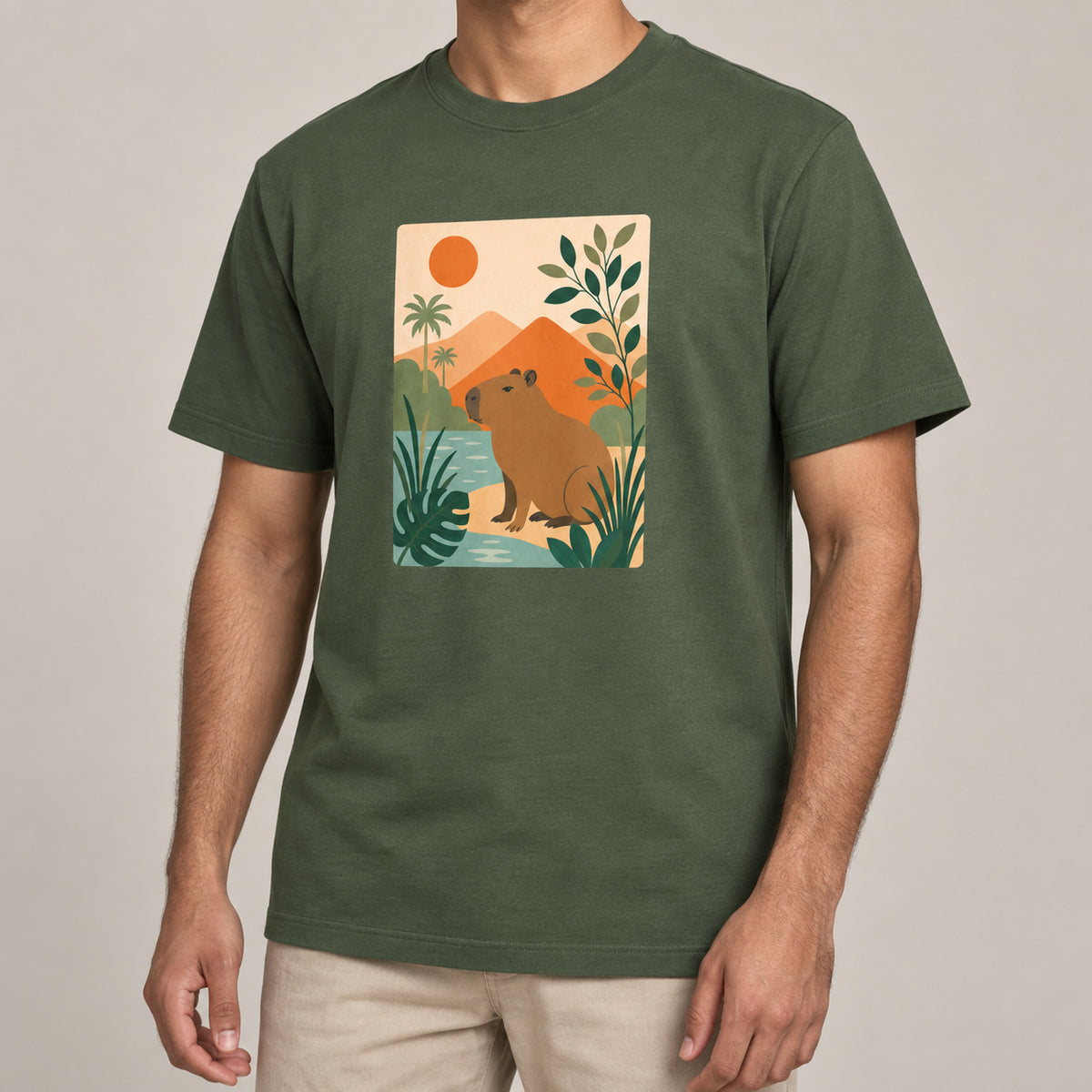 Capybara Oasis Adult Unisex T-shirt - Wild Horizons Range lead image
