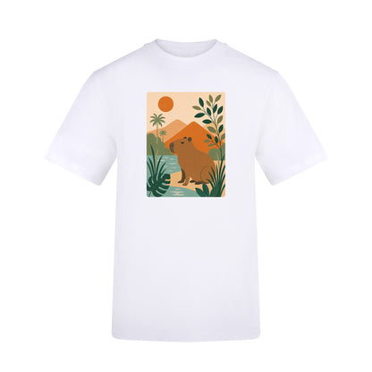 Capybara Oasis Adult Unisex T-shirt - Wild Horizons Range Arctic White colour variant image
