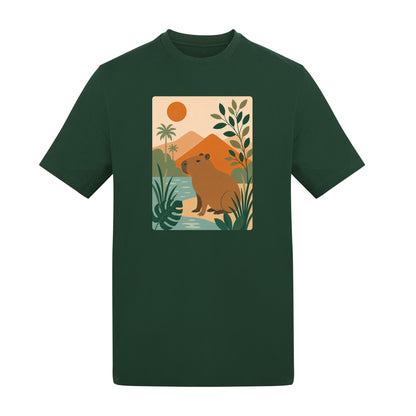Capybara Oasis Adult Unisex T-shirt - Wild Horizons Range Bottle Green colour variant image