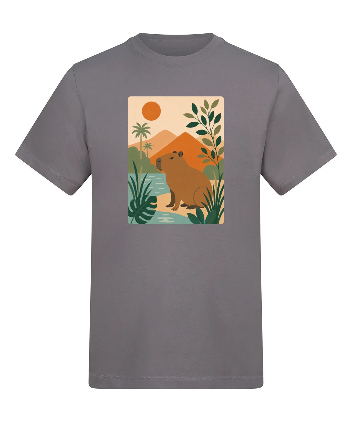Capybara Oasis Adult Unisex T-shirt - Wild Horizons Range Dusty Lilac colour variant image