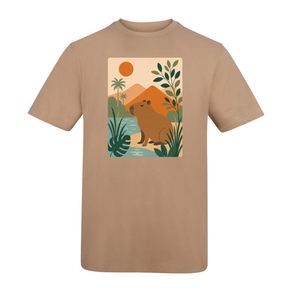 Capybara Oasis Adult Unisex T-shirt - Wild Horizons Range Desert Sand colour variant image