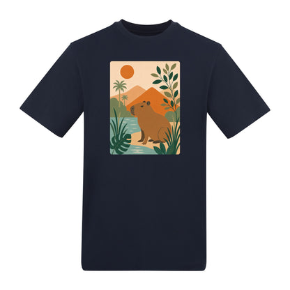 Capybara Oasis Adult Unisex T-shirt - Wild Horizons Range French Navy colour variant image