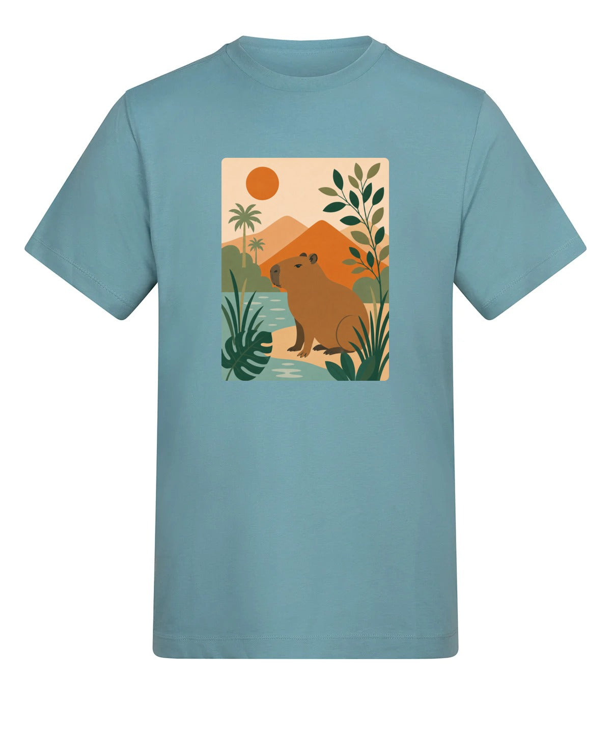 Capybara Oasis Adult Unisex T-shirt - Wild Horizons Range Seafoam colour variant image