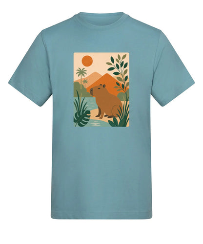 Capybara Oasis Adult Unisex T-shirt - Wild Horizons Range Seafoam colour variant image