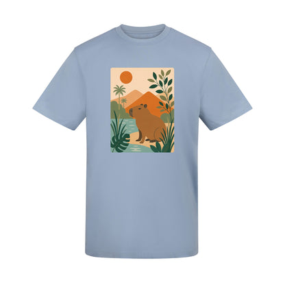 Capybara Oasis Adult Unisex T-shirt - Wild Horizons Range Sky Blue colour variant image