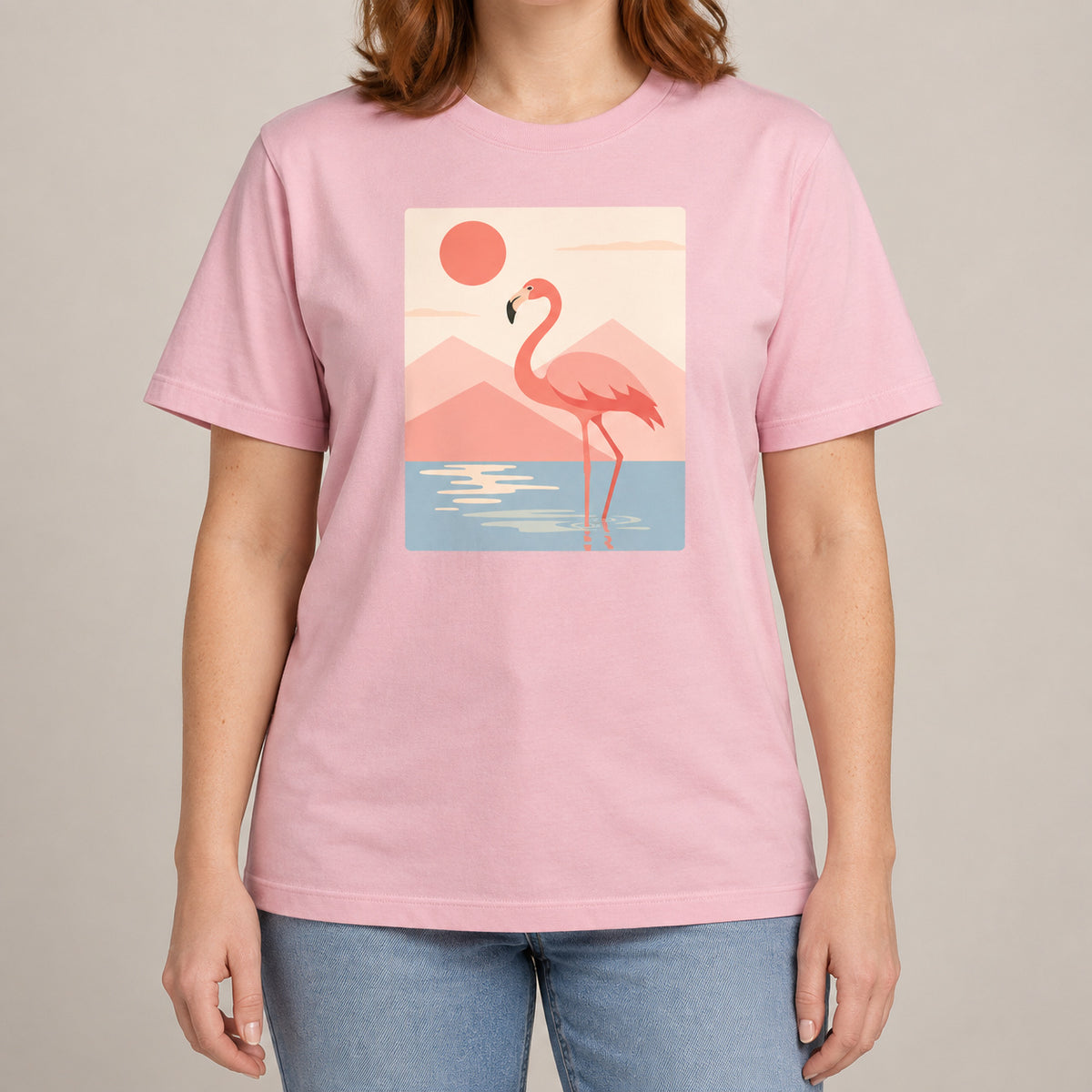 Flamingo Reflections Adult Unisex T-shirt - Wild Horizons Range lead image