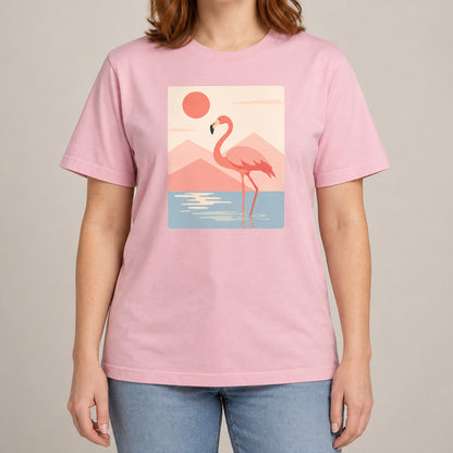 Flamingo Reflections Adult Unisex T-shirt - Wild Horizons Range lead image