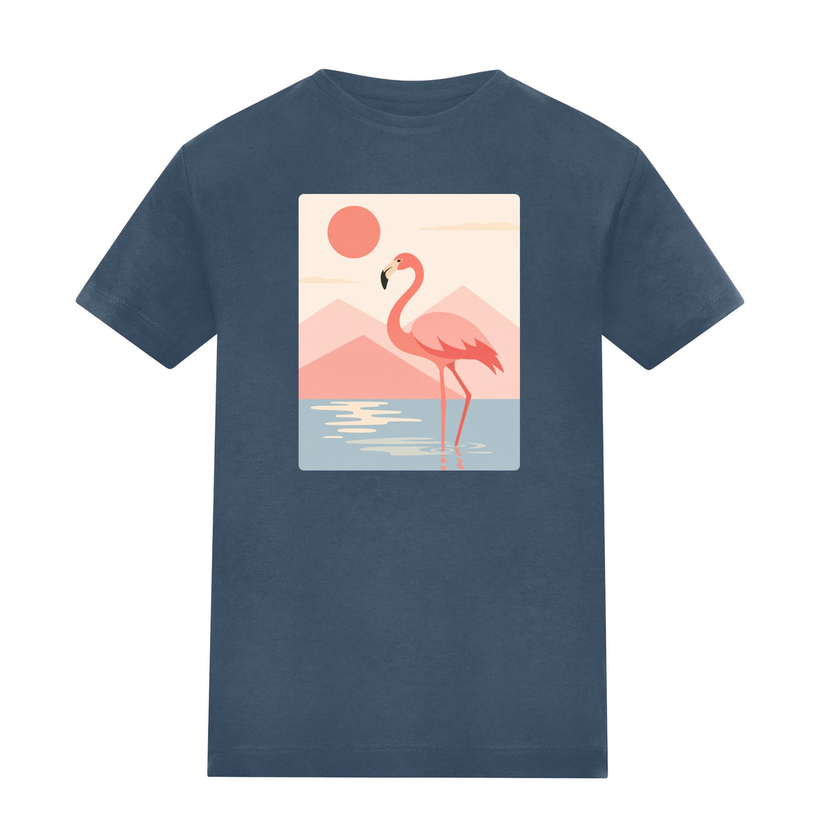 Flamingo Reflections Adult Unisex T-shirt - Wild Horizons Range Airforce Blue colour variant image