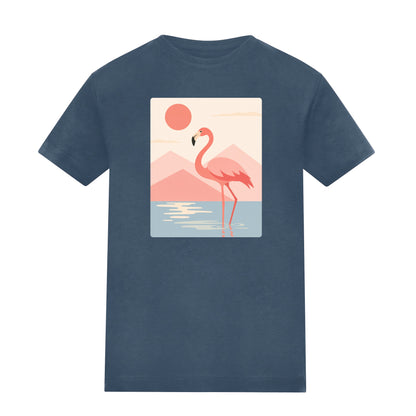 Flamingo Reflections Adult Unisex T-shirt - Wild Horizons Range Airforce Blue colour variant image
