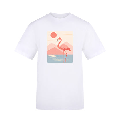 Flamingo Reflections Adult Unisex T-shirt - Wild Horizons Range Arctic White colour variant image