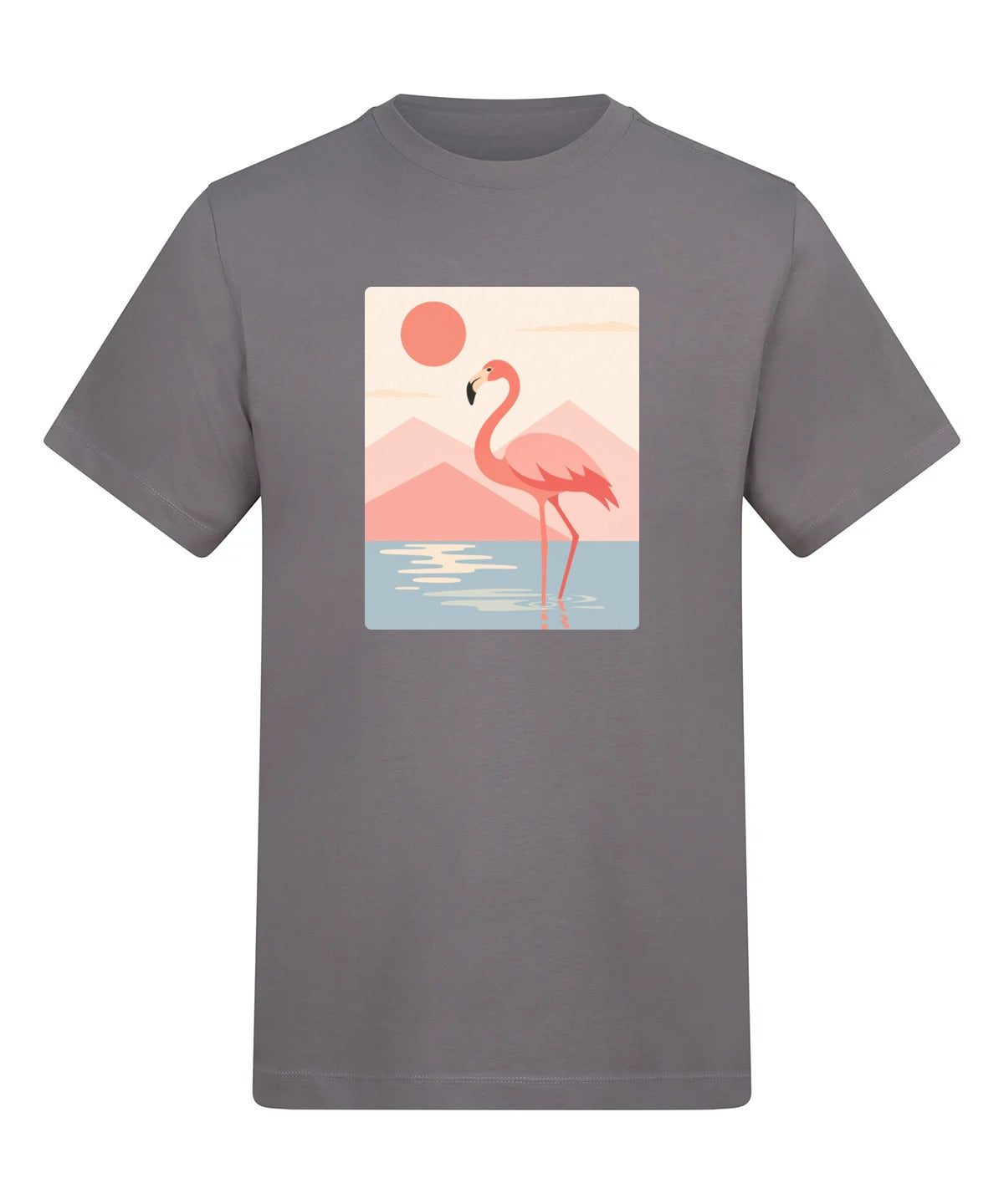 Flamingo Reflections Adult Unisex T-shirt - Wild Horizons Range Dusty Lilac colour variant image