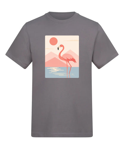 Flamingo Reflections Adult Unisex T-shirt - Wild Horizons Range Dusty Lilac colour variant image
