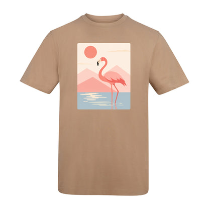 Flamingo Reflections Adult Unisex T-shirt - Wild Horizons Range Desert Sand colour variant image