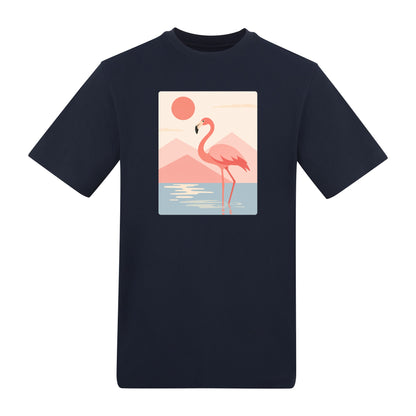 Flamingo Reflections Adult Unisex T-shirt - Wild Horizons Range French Navy colour variant image