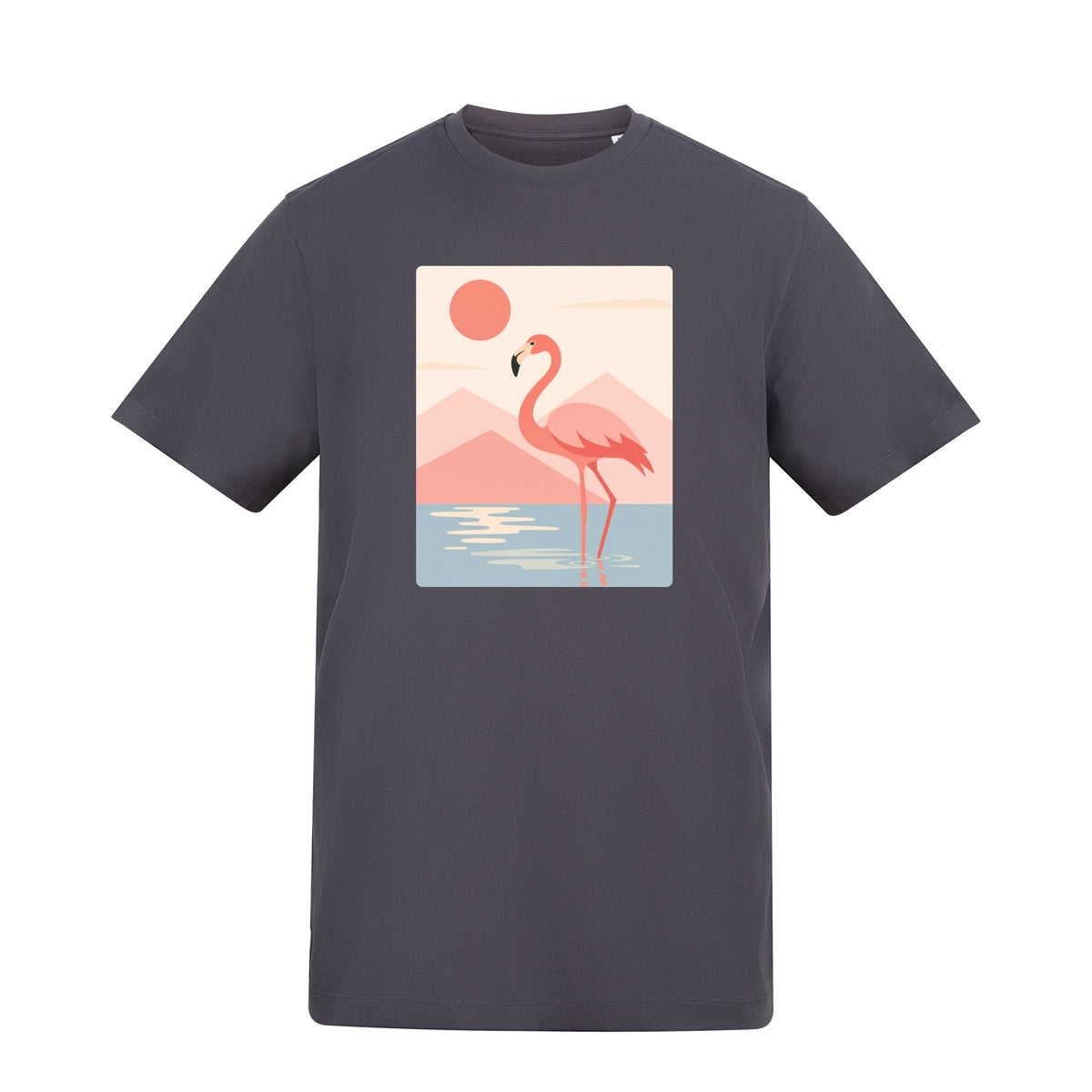Flamingo Reflections Adult Unisex T-shirt - Wild Horizons Range Solid Charcoal colour variant image
