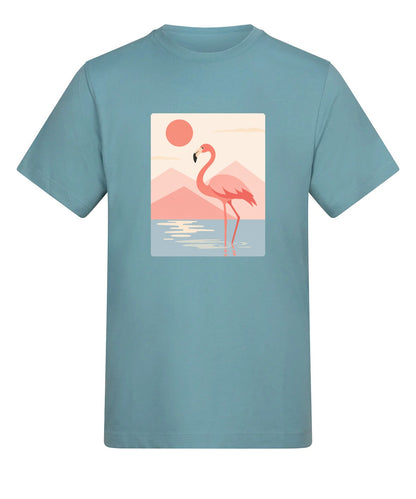Flamingo Reflections Adult Unisex T-shirt - Wild Horizons Range Seafoam colour variant image
