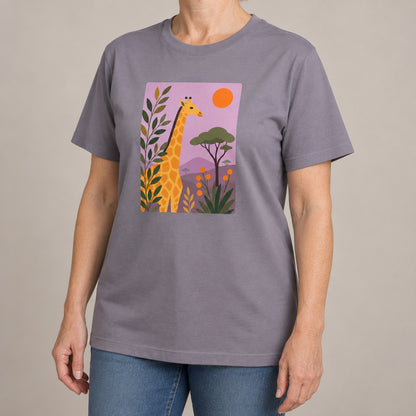 Giraffe Among the Acacias Adult Unisex T-shirt - Wild Horizons Range lead image
