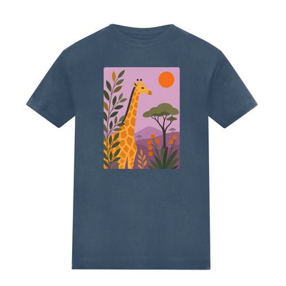 Giraffe Among the Acacias Adult Unisex T-shirt - Wild Horizons Range Airforce Blue colour variant image