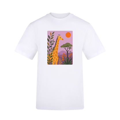 Giraffe Among the Acacias Adult Unisex T-shirt - Wild Horizons Range Arctic White colour variant image