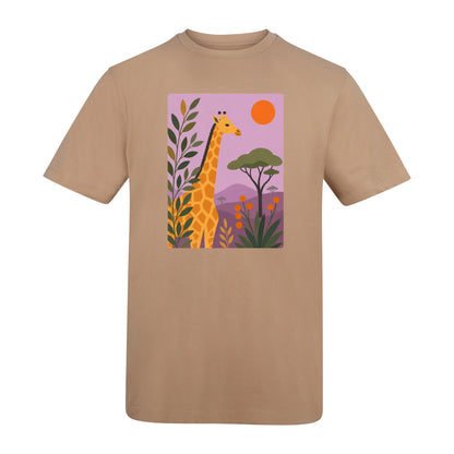 Giraffe Among the Acacias Adult Unisex T-shirt - Wild Horizons Range Desert Sand colour variant image