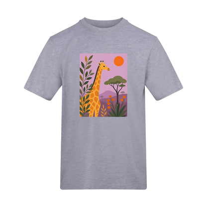 Giraffe Among the Acacias Adult Unisex T-shirt - Wild Horizons Range Heather Grey colour variant image
