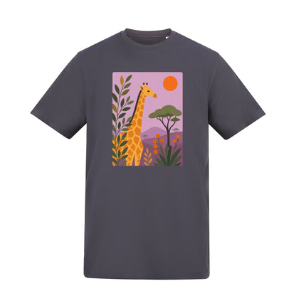 Giraffe Among the Acacias Adult Unisex T-shirt - Wild Horizons Range Solid Charcoal colour variant image