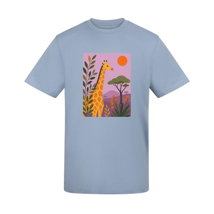 Giraffe Among the Acacias Adult Unisex T-shirt - Wild Horizons Range Sky Blue colour variant image