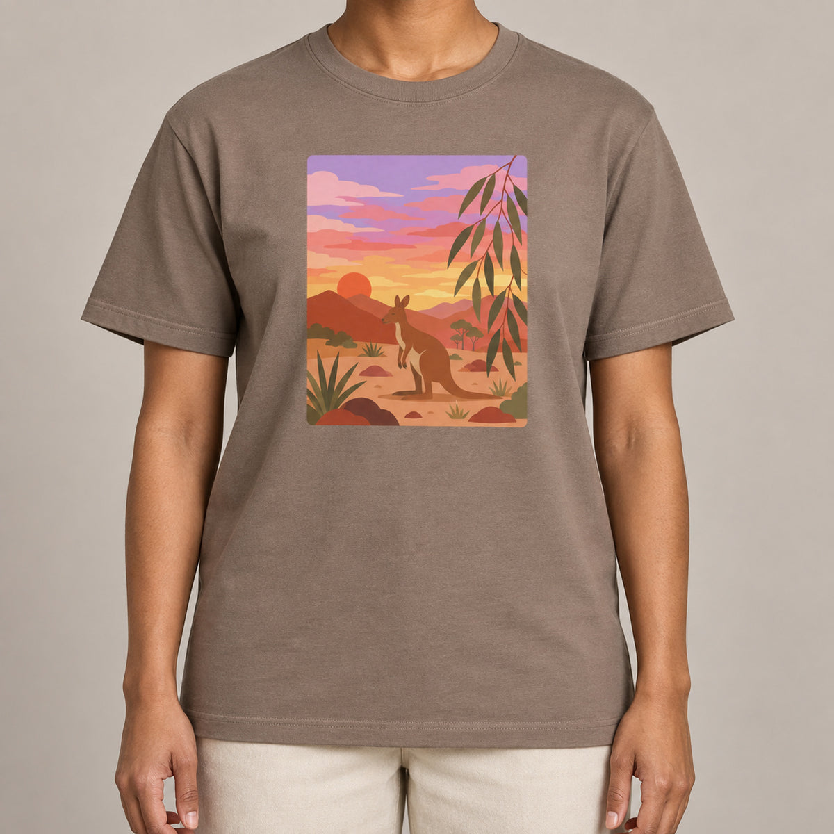 Kangaroo at Dusk Adult Unisex T-shirt - Wild Horizons Range lead image