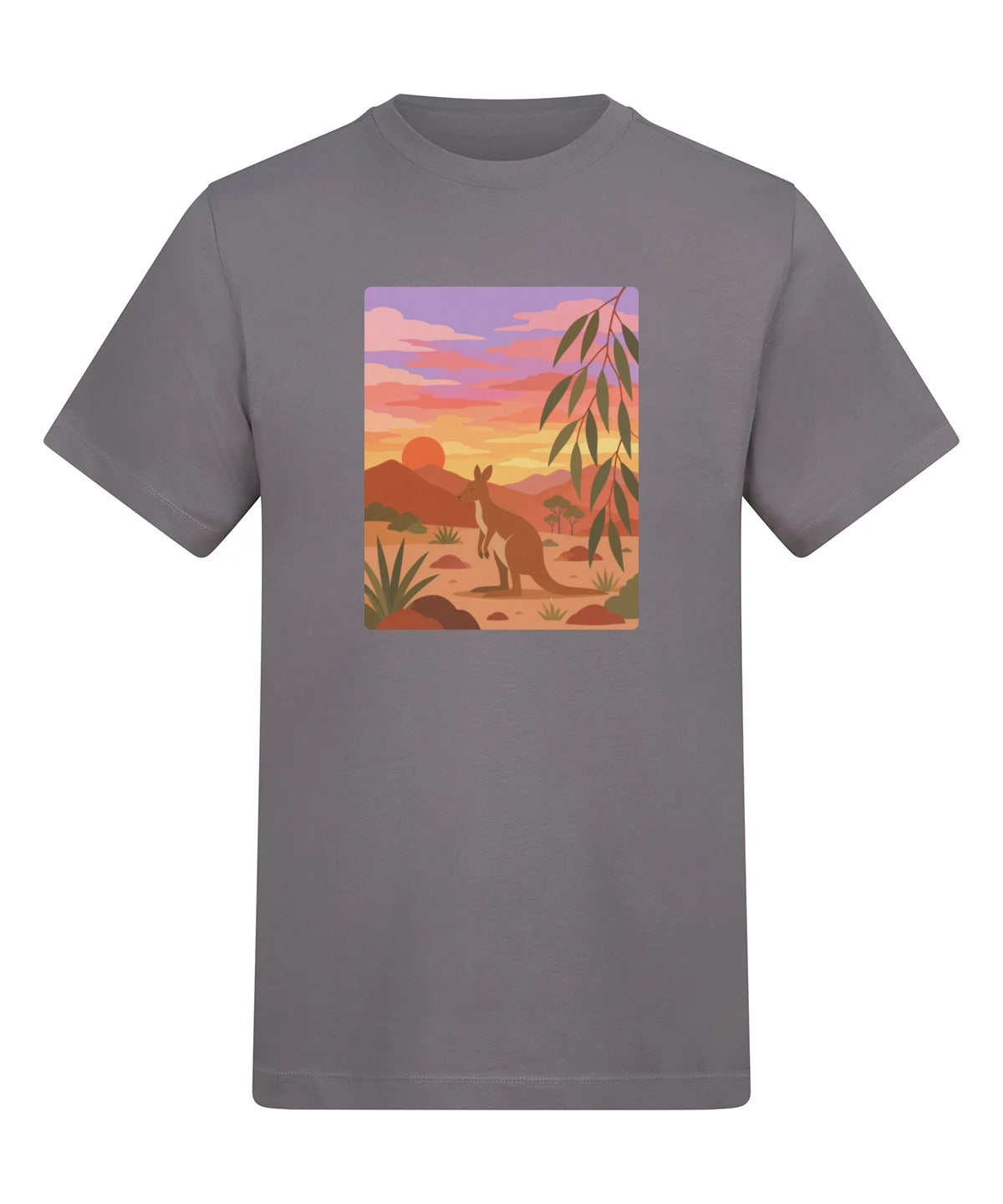Kangaroo at Dusk Adult Unisex T-shirt - Wild Horizons Range Dusty Lilac colour variant image