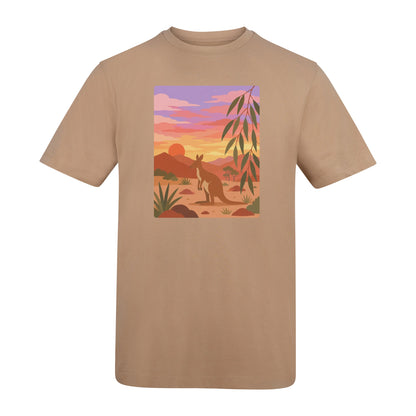 Kangaroo at Dusk Adult Unisex T-shirt - Wild Horizons Range Desert Sand colour variant image