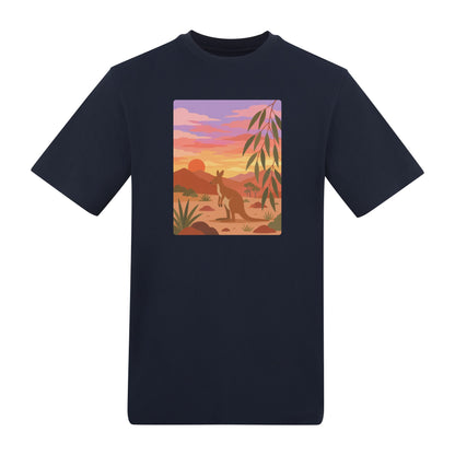 Kangaroo at Dusk Adult Unisex T-shirt - Wild Horizons Range French Navy colour variant image