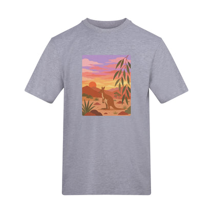 Kangaroo at Dusk Adult Unisex T-shirt - Wild Horizons Range Heather Grey colour variant image