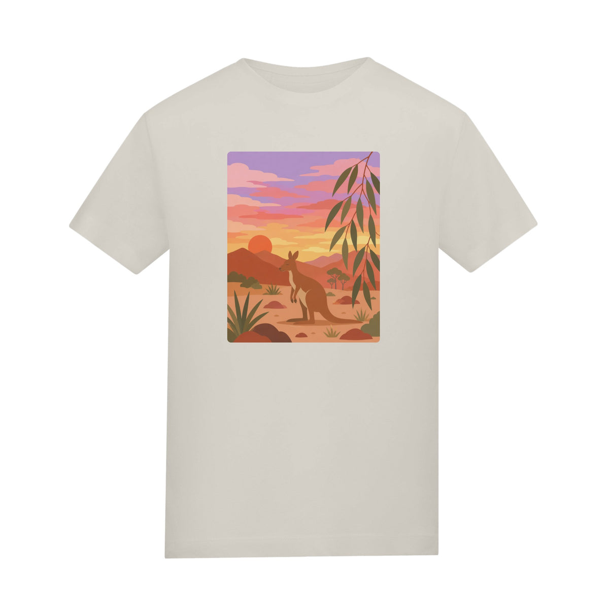 Kangaroo at Dusk Adult Unisex T-shirt - Wild Horizons Range Natural Stone colour variant image