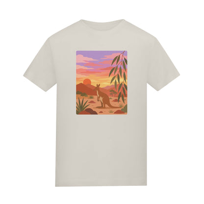 Kangaroo at Dusk Adult Unisex T-shirt - Wild Horizons Range Natural Stone colour variant image