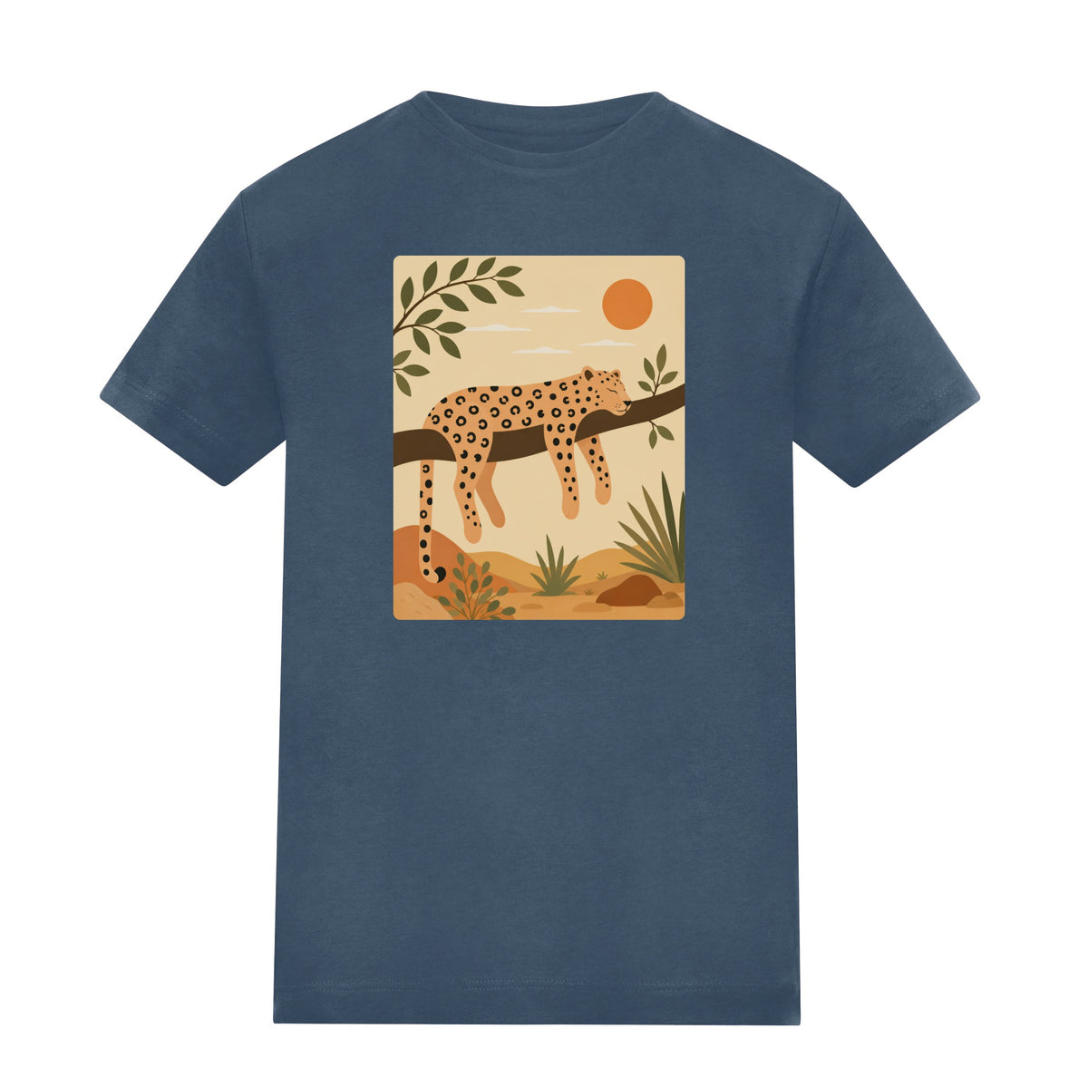 Leopard in the Shade Adult Unisex T-shirt - Wild Horizons Range Airforce Blue colour variant image