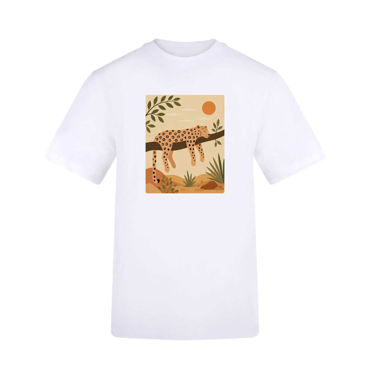 Leopard in the Shade Adult Unisex T-shirt - Wild Horizons Range Arctic White colour variant image