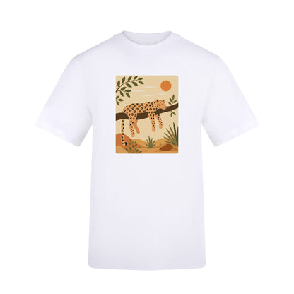 Leopard in the Shade Adult Unisex T-shirt - Wild Horizons Range Arctic White colour variant image