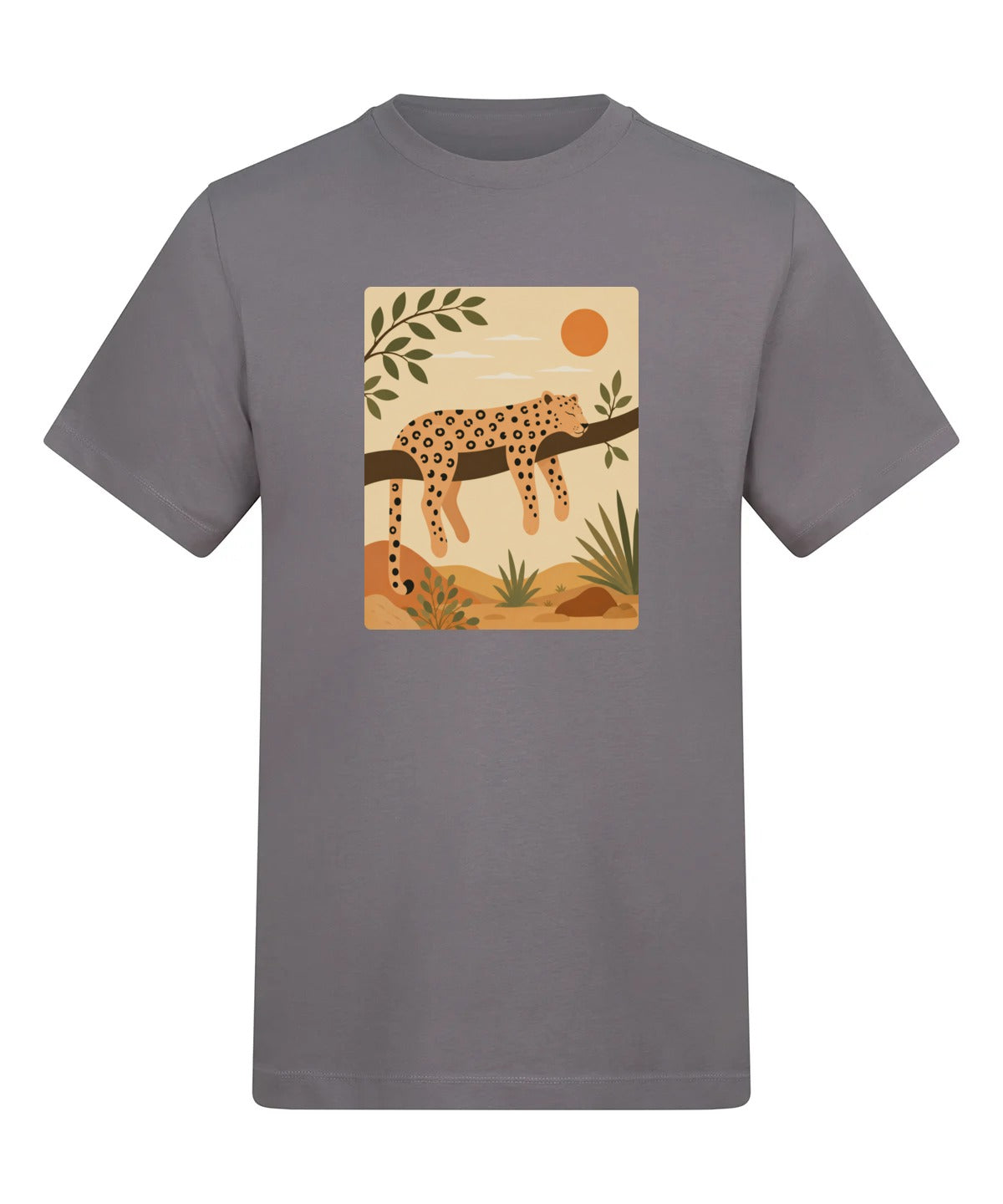 Leopard in the Shade Adult Unisex T-shirt - Wild Horizons Range Dusty Lilac colour variant image