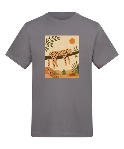 Leopard in the Shade Adult Unisex T-shirt - Wild Horizons Range Dusty Lilac colour variant image
