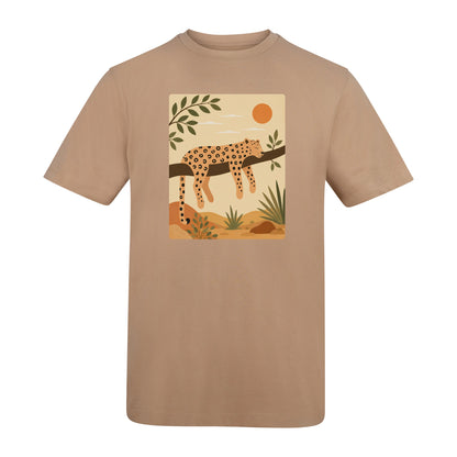 Leopard in the Shade Adult Unisex T-shirt - Wild Horizons Range Desert Sand colour variant image