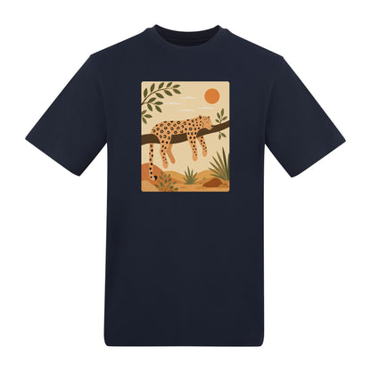 Leopard in the Shade Adult Unisex T-shirt - Wild Horizons Range French Navy colour variant image